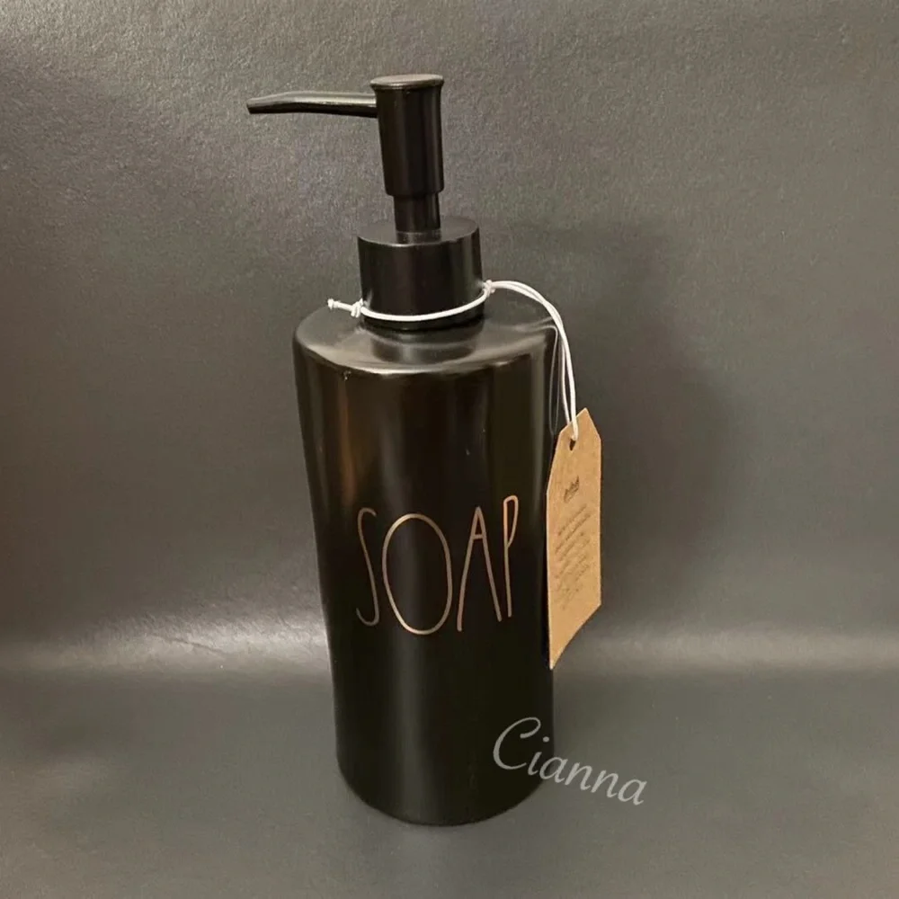 Rae Dunn Black Soap Dispenser (Gold Lettering)